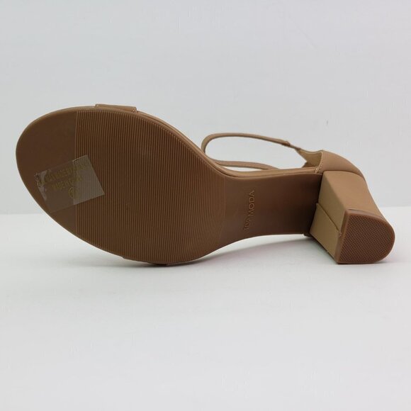NEW Top Moda Hannah-1 Womens Size 10 Tan 3.5" Heel Rear Zip Ankle Strap Sandals - Picture 8 of 14